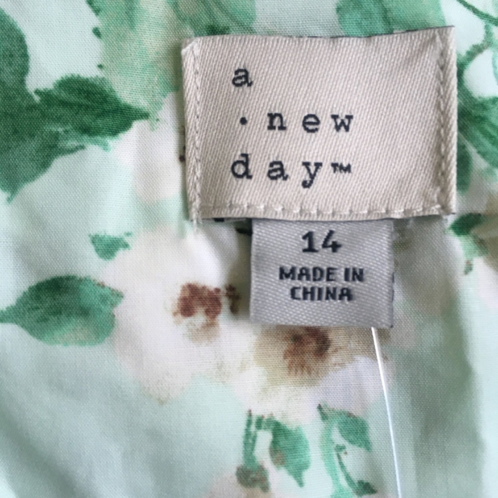 brand new Sz 14 "A New Day" Green Floral Corset-Style Cotton Mini Dress - Picture 2 of 5